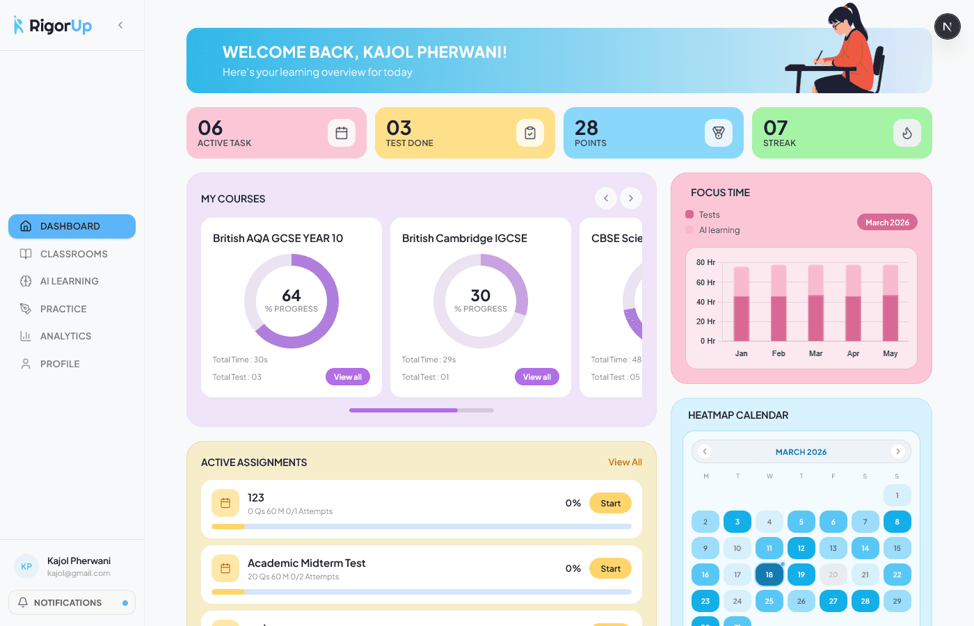Student dashboard preview